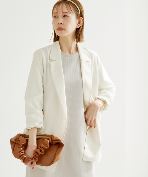 ROPE' PICNIC（ロペピクニック）の「シアージャケット（テーラードジャケット・レディース・イエロー/オフホワイト・38）」の7枚目の写真