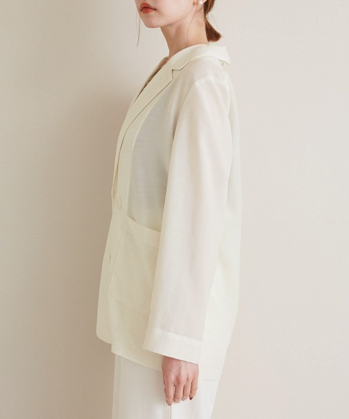 ROPE' PICNIC（ロペピクニック）の「シアージャケット（テーラードジャケット・レディース・イエロー/オフホワイト・38）」の15枚目の写真