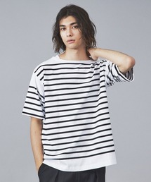 【MONTKEMMEL / モンケメル】オーバーサイズ クルーネック/パネルボーダー /バスクTシャツ