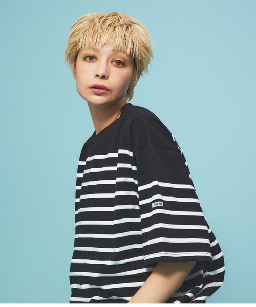 MONT KEMMEL（モンケメル）の「【MONTKEMMEL / モンケメル】オーバーサイズ クルーネック/パネルボーダー /バスクTシャツ（Tシャツ/カットソー・メンズ・ホワイト系その他/ブラック系その他/ホワイト系その他2/ブラック系その他2・M/L/XL）」の22枚目の写真