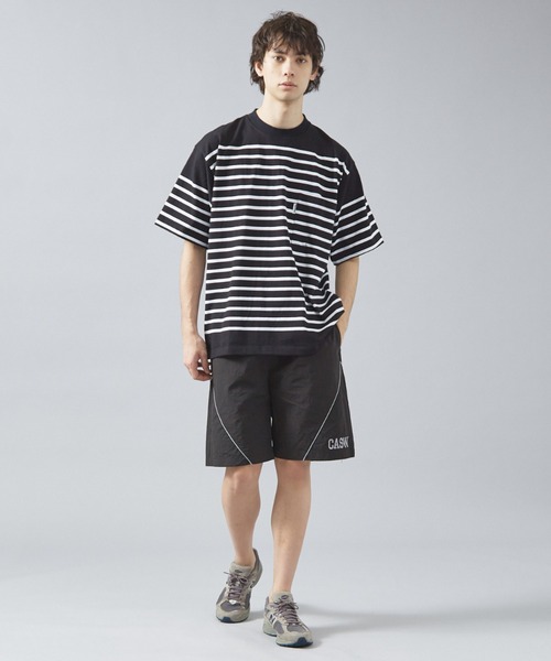 MONT KEMMEL（モンケメル）の「【MONTKEMMEL / モンケメル】オーバーサイズ クルーネック/パネルボーダー /バスクTシャツ（Tシャツ/カットソー・メンズ・ホワイト系その他/ブラック系その他/ホワイト系その他2/ブラック系その他2・M/L/XL）」の8枚目の写真