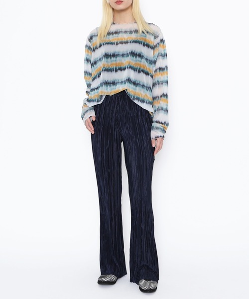 PUNYUS（プニュズ）の「クリスタルプリーツフレアパンツ（その他パンツ・レディース・カーキ/ネイビー・1/2/3/4）」の5枚目の写真