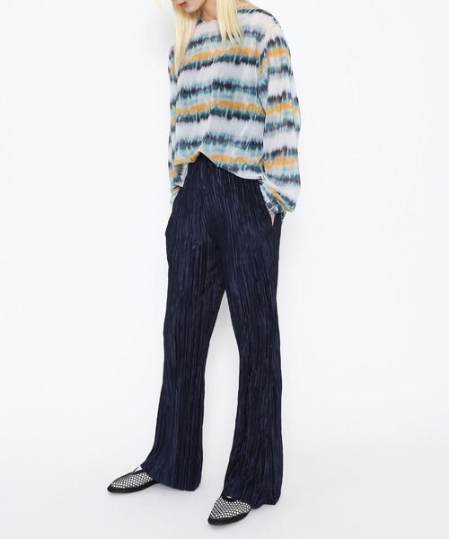 PUNYUS（プニュズ）の「クリスタルプリーツフレアパンツ（その他パンツ・レディース・カーキ/ネイビー・1/2/3/4）」の4枚目の写真