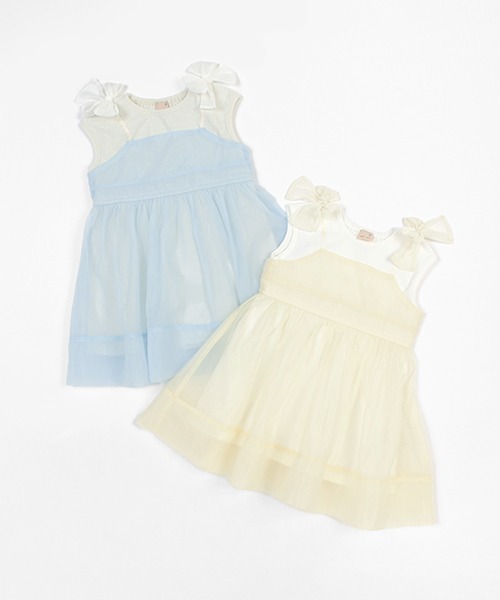 petit main(プティマイン)の「シアードッキングワンピース(ワンピース・キッズ・レモンイエロー/ライトブルー・100cm/120cm/110cm/130cm/90cm/80cm)」の4枚目の写真