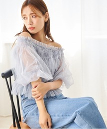 mysty woman | チュールギャザーブラウス　120976(シャツ/ブラウス)