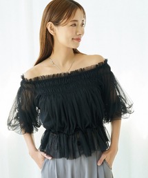 mysty woman | チュールギャザーブラウス　120976(シャツ/ブラウス)