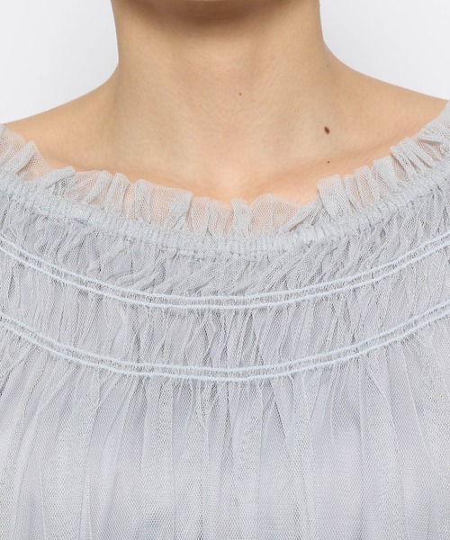 mysty woman（ミスティウーマン）の「チュールギャザーブラウス　120976（シャツ/ブラウス・レディース・グレイッシュブルー/アイボリー/ブラック・FREE）」の16枚目の写真