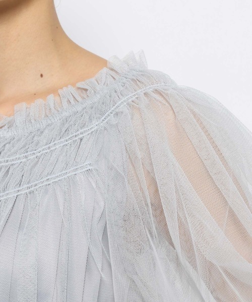 mysty woman（ミスティウーマン）の「チュールギャザーブラウス　120976（シャツ/ブラウス・レディース・グレイッシュブルー/アイボリー/ブラック・FREE）」の22枚目の写真