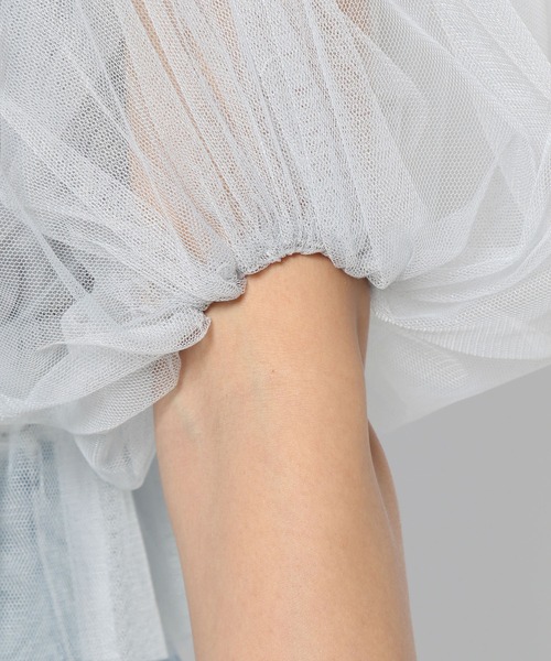 mysty woman（ミスティウーマン）の「チュールギャザーブラウス　120976（シャツ/ブラウス・レディース・グレイッシュブルー/アイボリー/ブラック・FREE）」の18枚目の写真