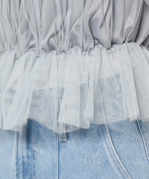 mysty woman（ミスティウーマン）の「チュールギャザーブラウス　120976（シャツ/ブラウス・レディース・グレイッシュブルー/アイボリー/ブラック・FREE）」の20枚目の写真