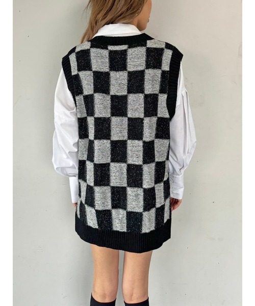 EGOIST（エゴイスト）の「ブロックチェックニットベスト（ベスト・レディース・グレー/マルチ/ブラック・FREE）」の9枚目の写真