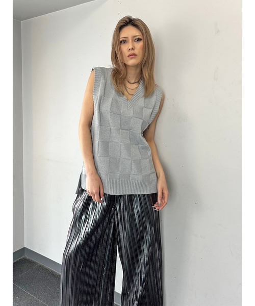 EGOIST（エゴイスト）の「ブロックチェックニットベスト（ベスト・レディース・グレー/マルチ/ブラック・FREE）」の20枚目の写真