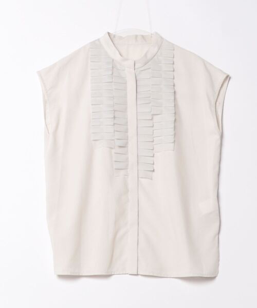 TONAL（トーナル）の「シアープリーツフリルフレンチブラウス（シャツ/ブラウス・レディース・オフホワイト/ライトグリーン/ベージュ・38）」の7枚目の写真