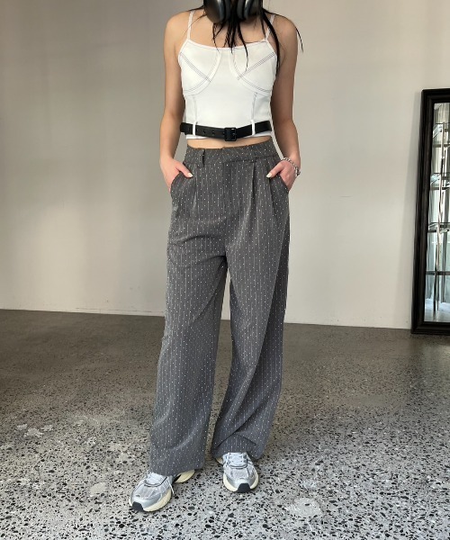 BLONDEY（ブロンディ）の「キラキラストライプハイウエストスラックス
