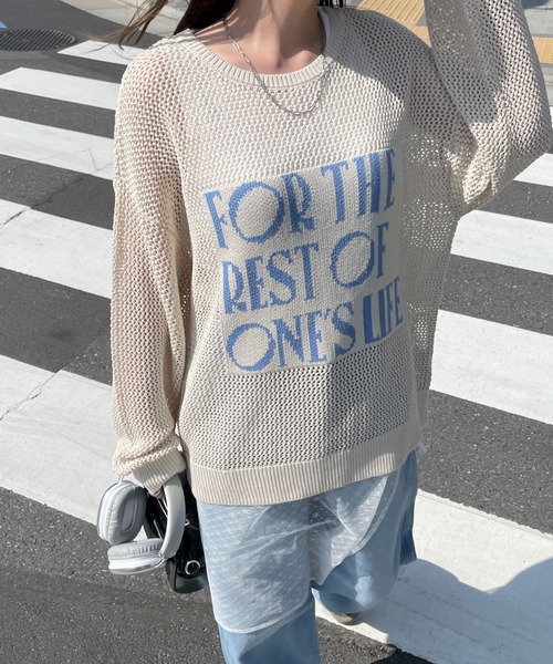 WEGO（ウィゴー）の「WEGO/ジャガードメッシュニットビッグプルオーバー（ニット/セーター・レディース・アイボリー/ホワイト・FREE）」の2枚目の写真