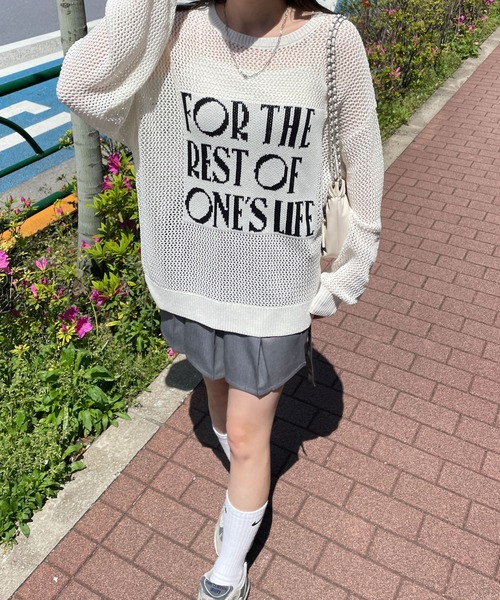 WEGO（ウィゴー）の「WEGO/ジャガードメッシュニットビッグプルオーバー（ニット/セーター・レディース・アイボリー/ホワイト・FREE）」の3枚目の写真