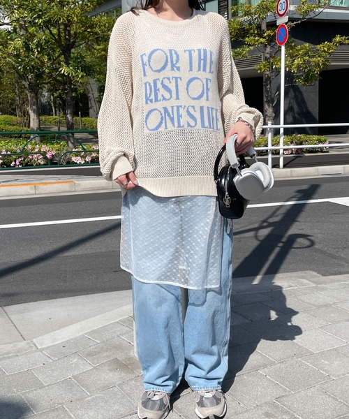 WEGO（ウィゴー）の「WEGO/ジャガードメッシュニットビッグプルオーバー（ニット/セーター・レディース・アイボリー/ホワイト・FREE）」の4枚目の写真