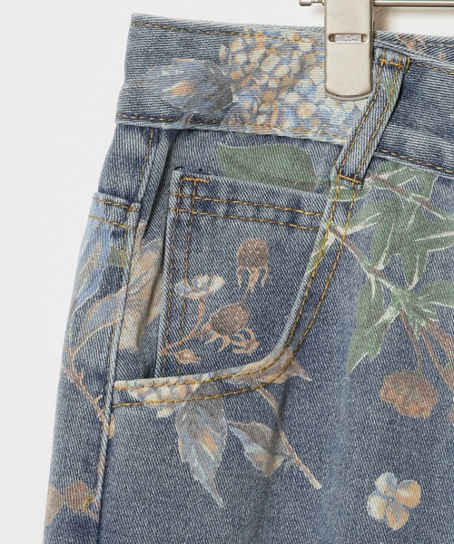 セール】flower design wide denim pants / フラワーデザイン