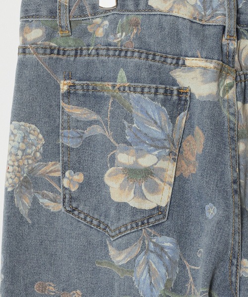 セール】flower design wide denim pants / フラワーデザイン
