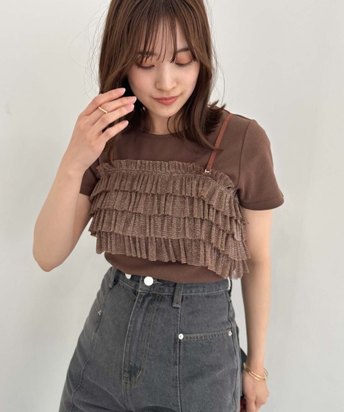 archives（アルシーヴ）の「ラメチュールフリルビスチェ×リブＴＯＰＳＳＥＴ（Tシャツ/カットソー・レディース・ブラウン/ブラック/グレー・MEDIUM）」の19枚目の写真