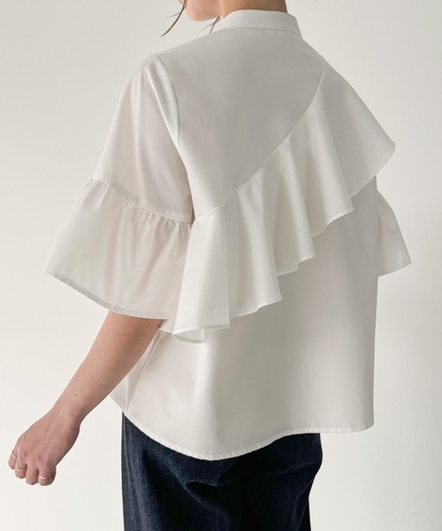 ラッフルデザインシャツブラウス
