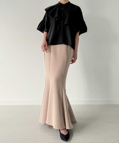 ラッフルデザインシャツブラウス