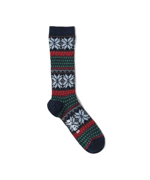 BEAMS(ビームス)の「スノー ジャカード ソックス(ソックス/靴下・メンズ・ブラック/オフホワイト/ネイビー・ONE SIZE)」の3枚目の写真
