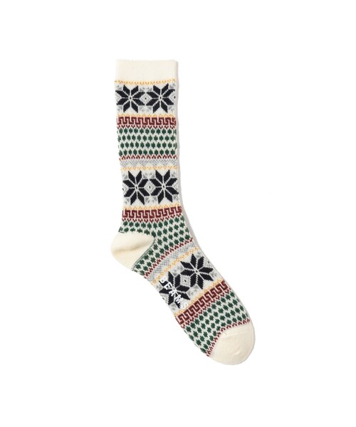 BEAMS(ビームス)の「スノー ジャカード ソックス(ソックス/靴下・メンズ・ブラック/オフホワイト/ネイビー・ONE SIZE)」の1枚目の写真