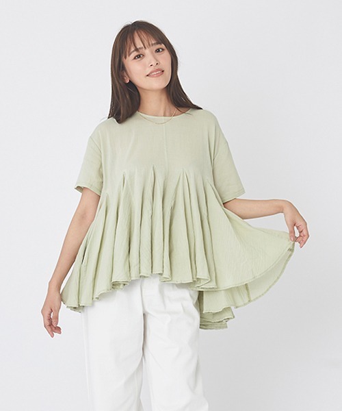 petit main LIEN（プティマインリアン）の「【AJUGA.リンク】フレアーブラウス（大人サイズ）（シャツ/ブラウス・レディース・ブルー/ピンク/ライトグリーン・FREE）」の2枚目の写真