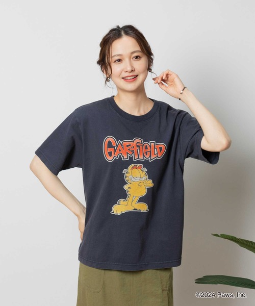 Right-on(ライトオン)の「Other(ソノタ)カラーフロッキーTシャツ(Tシャツ/カットソー・レディース・ネイビー・M/L/XL)」の1枚目の写真