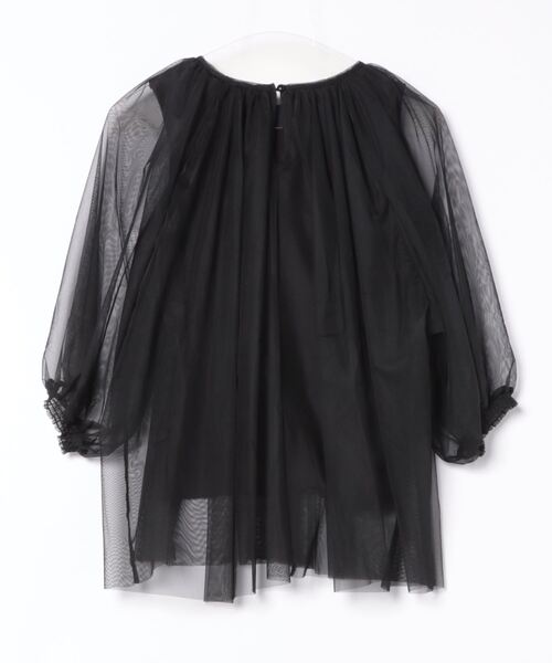 STYLEBLOCK（スタイルブロック）の「インナー付きチュールボリュームスリーブギャザーブラウス（シャツ/ブラウス・レディース・アイボリー/ブラック・M）」の3枚目の写真