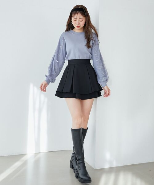 MAJESTIC LEGON(マジェスティックレゴン)の「パールチュールスリーブニット(ニット/セーター・レディース・ブルー/アイボリー/ブラック/ピンク/ラベンダー・MEDIUM)」の19枚目の写真