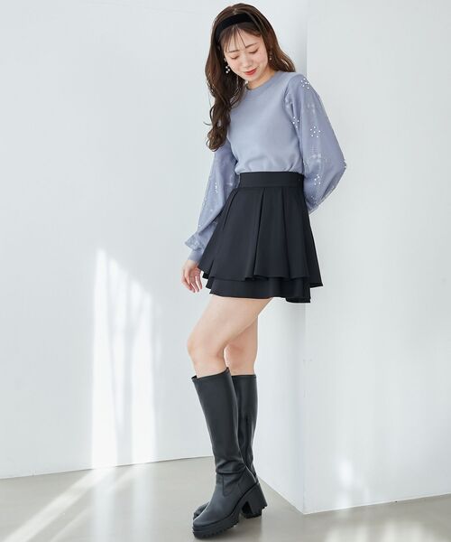 MAJESTIC LEGON(マジェスティックレゴン)の「パールチュールスリーブニット(ニット/セーター・レディース・ブルー/アイボリー/ブラック/ピンク/ラベンダー・MEDIUM)」の20枚目の写真