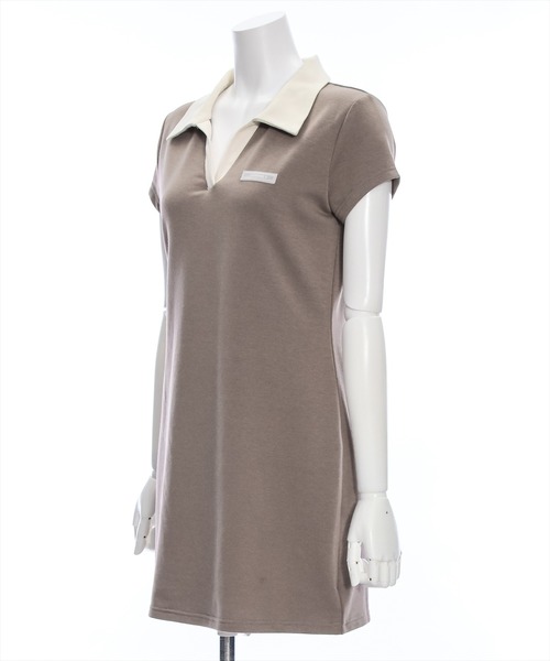 clear（クリア）の「配色襟ロゴミニワンピース［大人 カジュアル］≪再入荷≫（ワンピース・レディース・モカ/ブラック・F）」の3枚目の写真