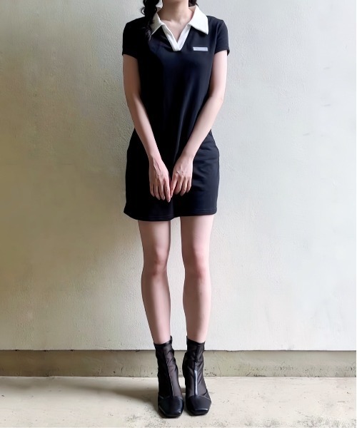 clear（クリア）の「配色襟ロゴミニワンピース［大人 カジュアル］≪再入荷≫（ワンピース・レディース・モカ/ブラック・F）」の11枚目の写真