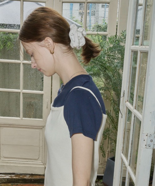 GIUNON（ジウノン）の「flower rib chouchou / 小花柄リブ編みシュシュ（シュシュ・レディース・グレー/ホワイト・FREE）」の12枚目の写真