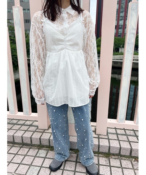 WC(ダブル シー)の「ランダムパールデニムパンツ(デニムパンツ・レディース・インディゴブルー/ライトブルー・FREE)」の13枚目の写真