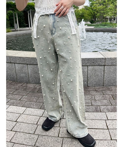 WC(ダブル シー)の「ランダムパールデニムパンツ(デニムパンツ・レディース・インディゴブルー/ライトブルー・FREE)」の14枚目の写真