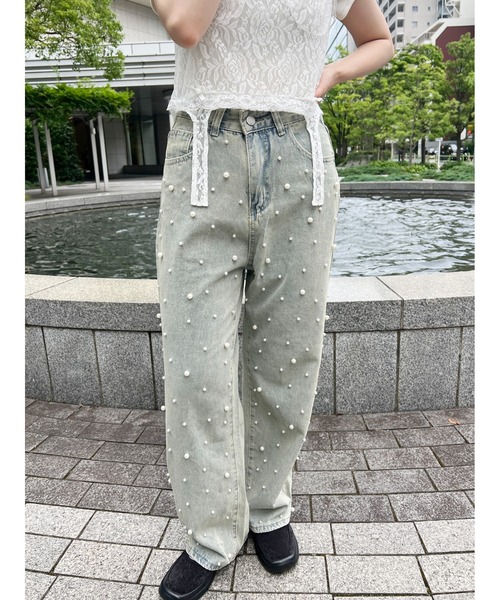 WC(ダブル シー)の「ランダムパールデニムパンツ(デニムパンツ・レディース・インディゴブルー/ライトブルー・FREE)」の16枚目の写真