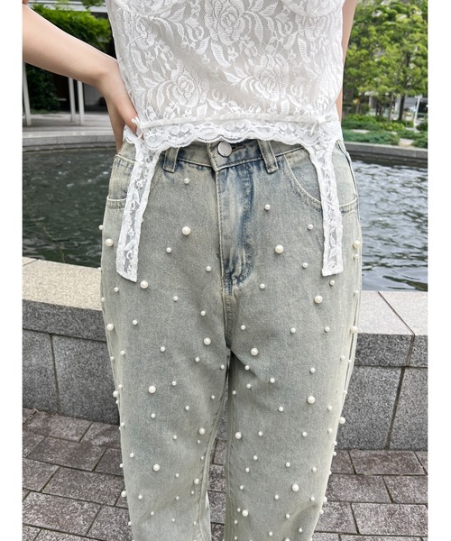 WC(ダブル シー)の「ランダムパールデニムパンツ(デニムパンツ・レディース・インディゴブルー/ライトブルー・FREE)」の17枚目の写真