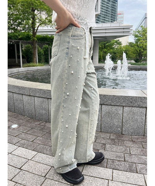WC(ダブル シー)の「ランダムパールデニムパンツ(デニムパンツ・レディース・インディゴブルー/ライトブルー・FREE)」の18枚目の写真