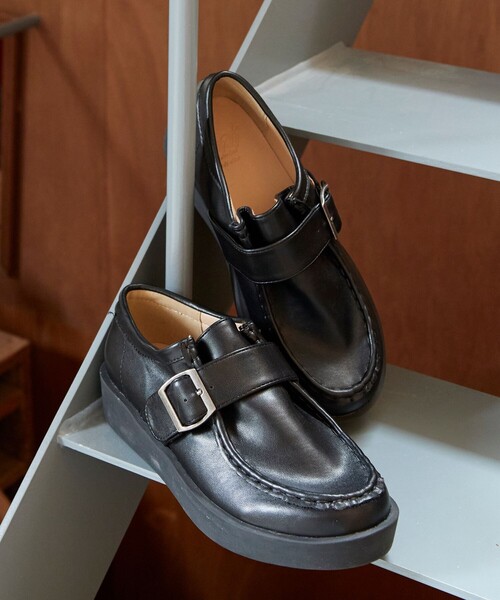 セール】ROVERETO/ロベレート フェイクレザー ベルト 厚底モカシン