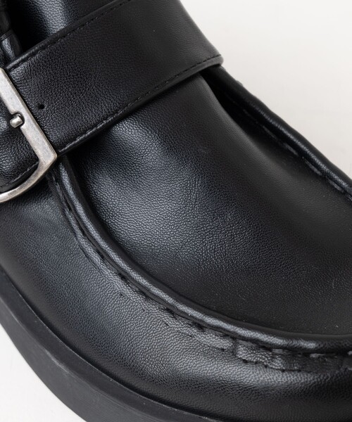 セール】ROVERETO/ロベレート フェイクレザー ベルト 厚底モカシン