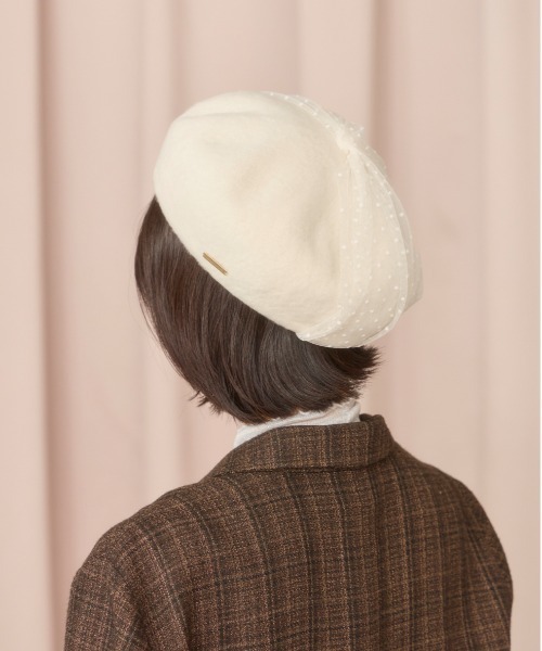 kaorinomori（カオリノモリ）の「kaorinomori ロマネコベレー レティ / カオリノモリ（ハンチング/ベレー帽・レディース・ダークグレー/ライトグリーン/ホワイト・M/57.5cm）」の5枚目の写真
