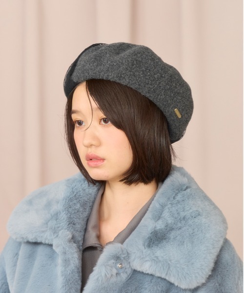 kaorinomori（カオリノモリ）の「kaorinomori ロマネコベレー レティ / カオリノモリ（ハンチング/ベレー帽・レディース・ダークグレー/ライトグリーン/ホワイト・M/57.5cm）」の9枚目の写真