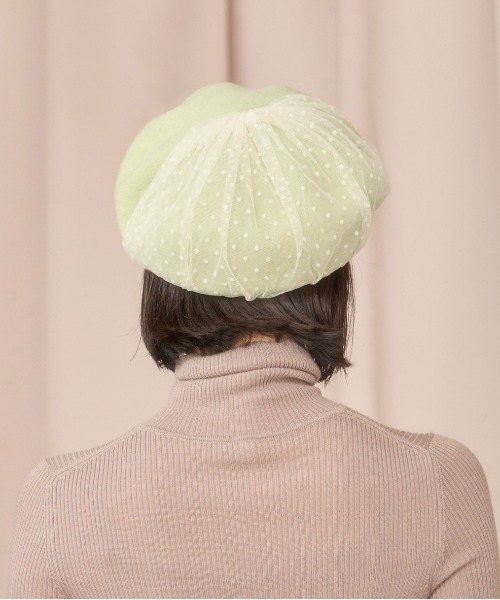 kaorinomori（カオリノモリ）の「kaorinomori ロマネコベレー レティ / カオリノモリ（ハンチング/ベレー帽・レディース・ダークグレー/ライトグリーン/ホワイト・M/57.5cm）」の22枚目の写真