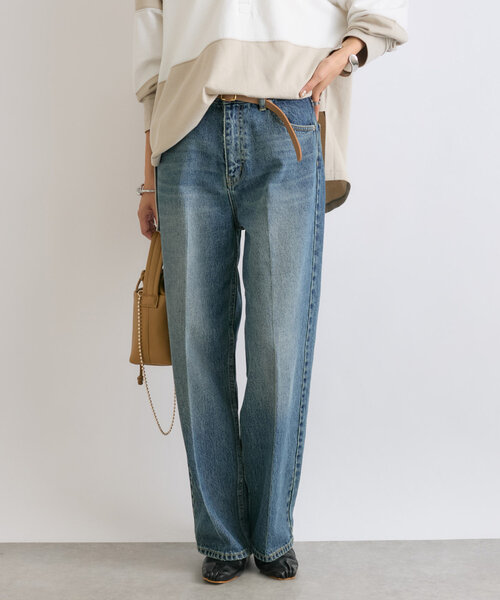 RIVE DROITE(リヴドロワ)の「【MONN.:.(モン)】セミワイドデニム(デニムパンツ・レディース・ブルー・40/38/36)」の1枚目の写真