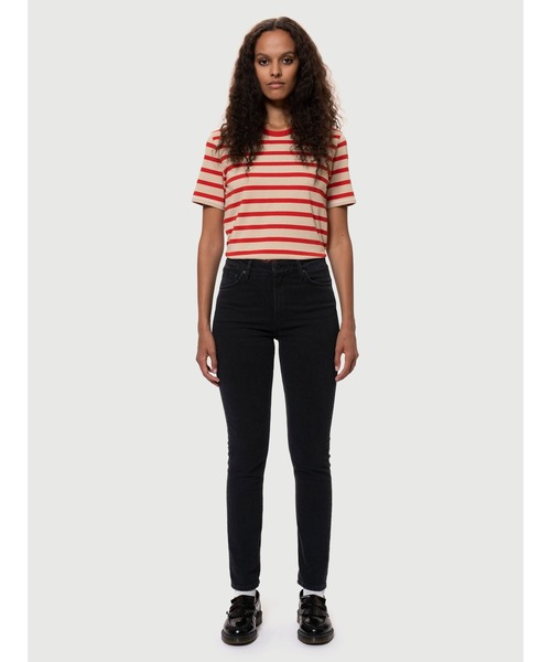 Nudie Jeans(ヌーディージーンズ)の「Mellow Mae So Black メロウメイ スリムストレート ジーンズ(レングス28)(デニムパンツ・レディース・ブラック・25inch/24inch/26inch)」の8枚目の写真