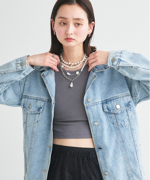 ad thie（アドティエ）の「ビッグシルエット デニムジャケット（デニムジャケット・レディース・ライトブルー・FREE）」の9枚目の写真