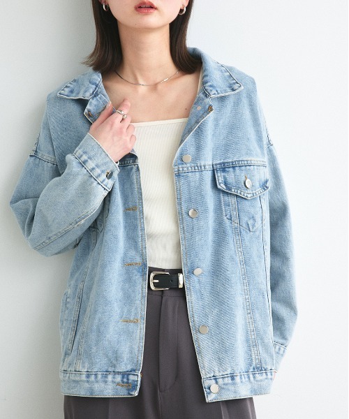 ad thie（アドティエ）の「ビッグシルエット デニムジャケット（デニムジャケット・レディース・ライトブルー・FREE）」の21枚目の写真